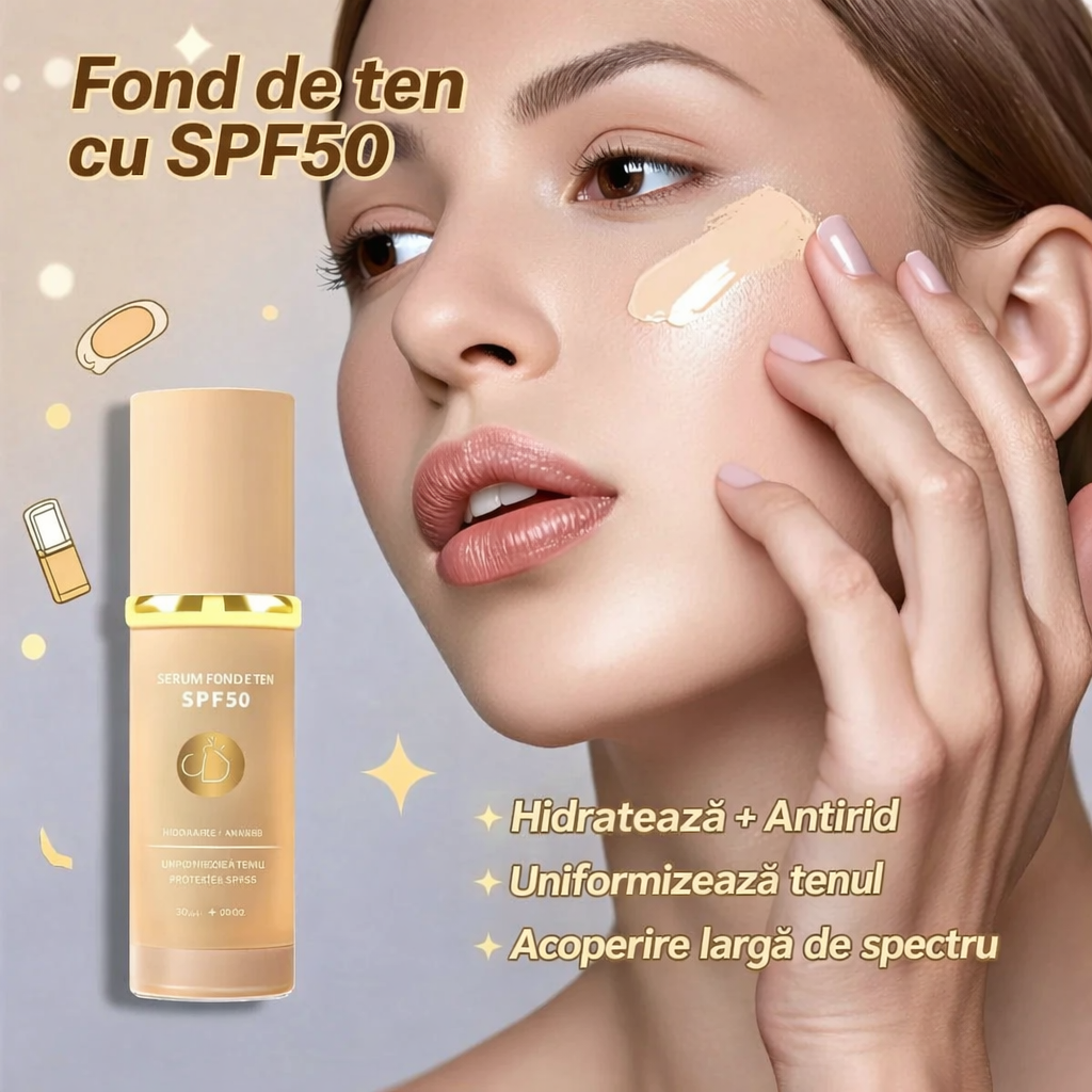 Fond de ten serum cu SPF50 pentru protecție zilnică